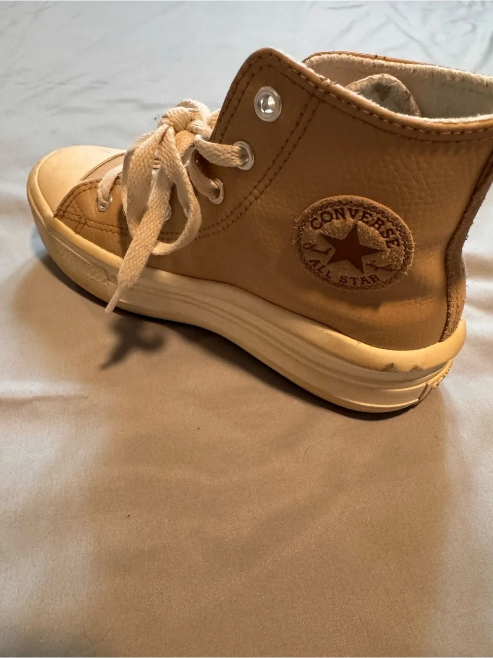 Converse High Top Platform Sneakers in Beige